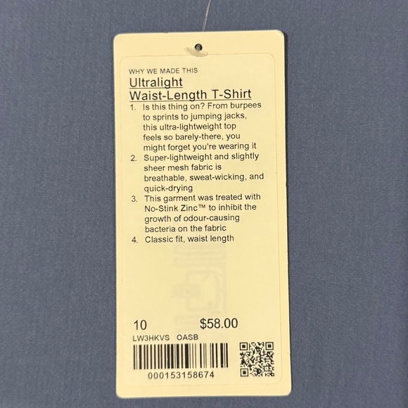 NWT Lululemon Ultralight Waist-Length T-Shirt Oasis Blue (Size 10) - Picture 6 of 7